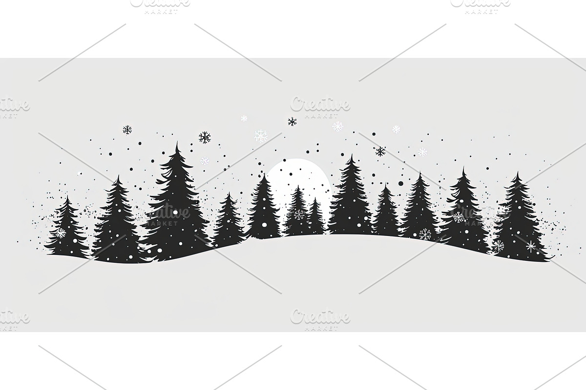 Winter forest scene with evergreen, an Illustration by Lermont51