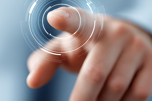 Finger pressing virtual touchscreen, a Technology Photo by MistyDay