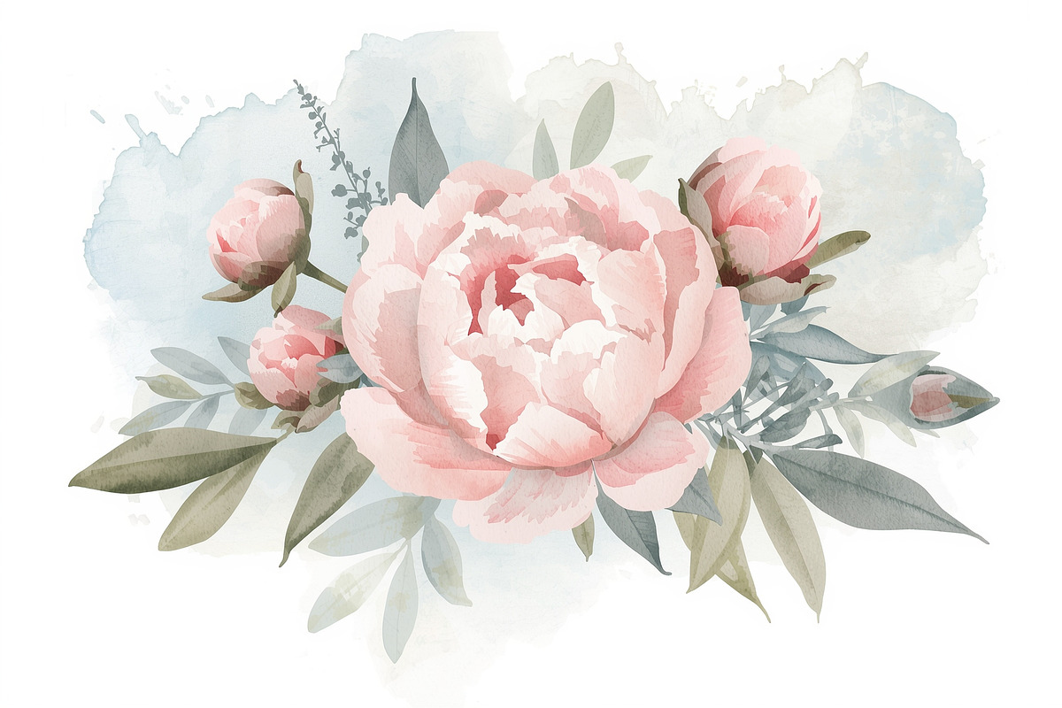Watercolor Peony Floral Clipart Bund, a Graphic by Creativeshirt (Photo 7 of 15)