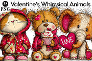 Valentine's Whimsical Animals Clipar, an Illustration by Daily.Designs (Thumbnail 1 of 5)
