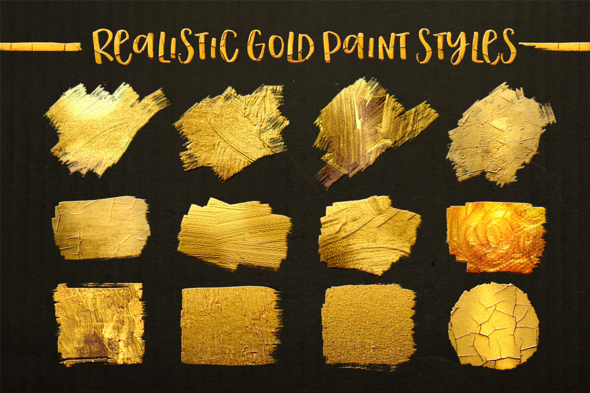 TOOLKIT Gold Paint Effect Photoshop, a Layer Style Add-On by Graphic Spirit (Photo 4 of 15)