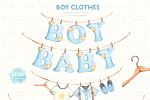 Boy Clothes Watercolor Clip Arts