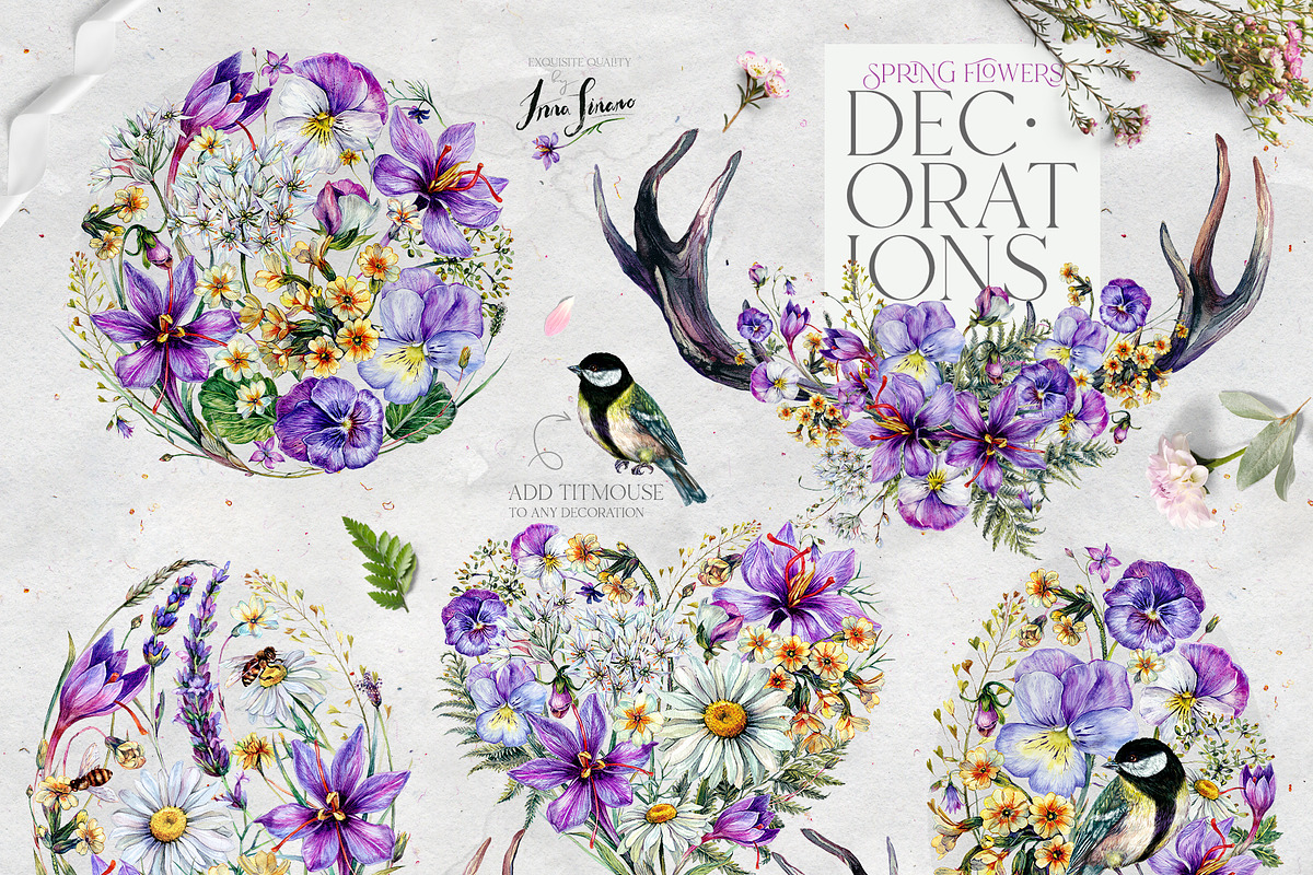 SPRING FLOWERS Watercolor Collection, a Decorative Illustration by Inna Sinano (Photo 5 of 11)