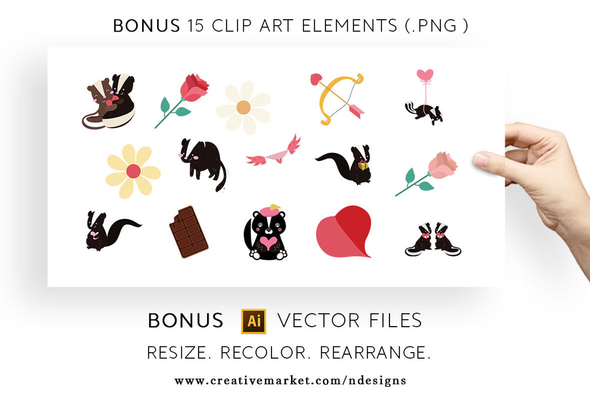 Skunk Valentines Tileable Pattern, a Pattern Graphic by NDesigns (Photo 4 of 4)
