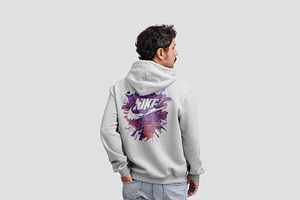 Man Wearing A Hoodie Mockup