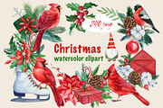 Christmas watercolor clipart, a Decorative Illustration by Hanna Hryharenka (Thumbnail 1 of 19)
