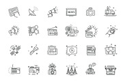TV and Media News vector icons set, an Outline Icon by Tettygreen (Thumbnail 1 of 2)