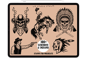 Cowboys & Indians - Tattoo Stamp Set