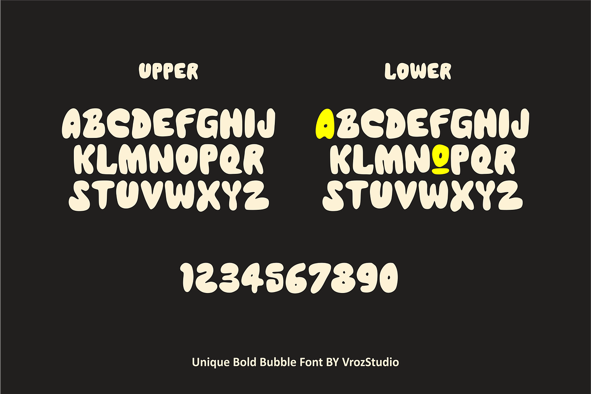 FRONK – Unique Bold Bubble Font, a Handwritten Font by Vroz Studio (Photo 7 of 8)