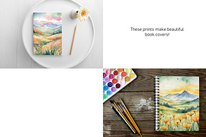 Watercolor Mountain Landscapes Set 1