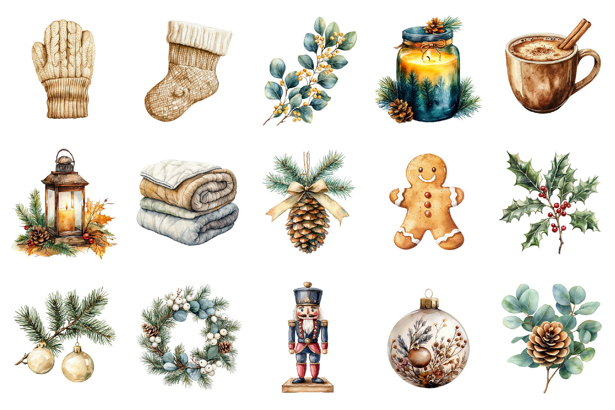 Neutral Christmas Clipart, an Illustration by SinaCreation (Photo 2 of 7)