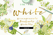 White Bouquets&Wreaths in watercolor, an Illustration by watercolorwild.graphics (Thumbnail 1 of 14)