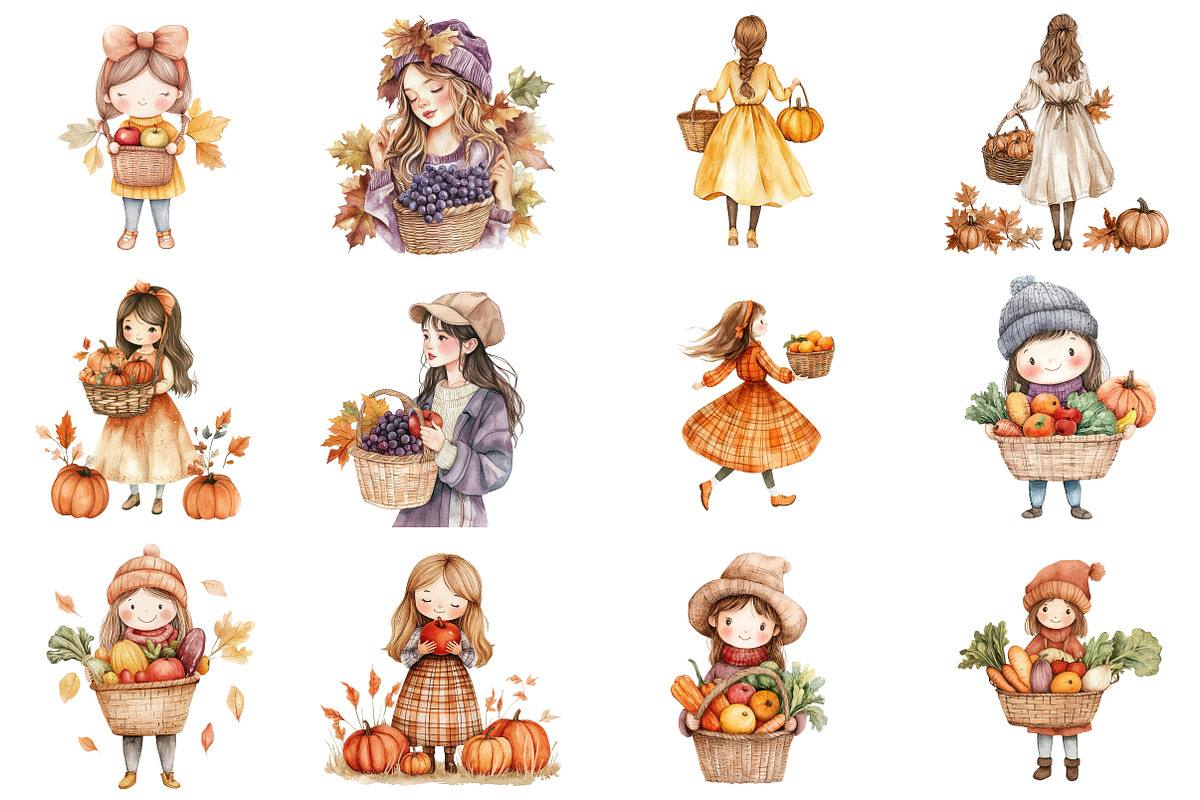 Fall Girl Autumn Woman Clip Art, an Illustration by CitraGraphics (Photo 4 of 6)