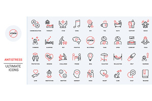 Stress therapy psychology icons, an Object Illustration by Lemberg Vector