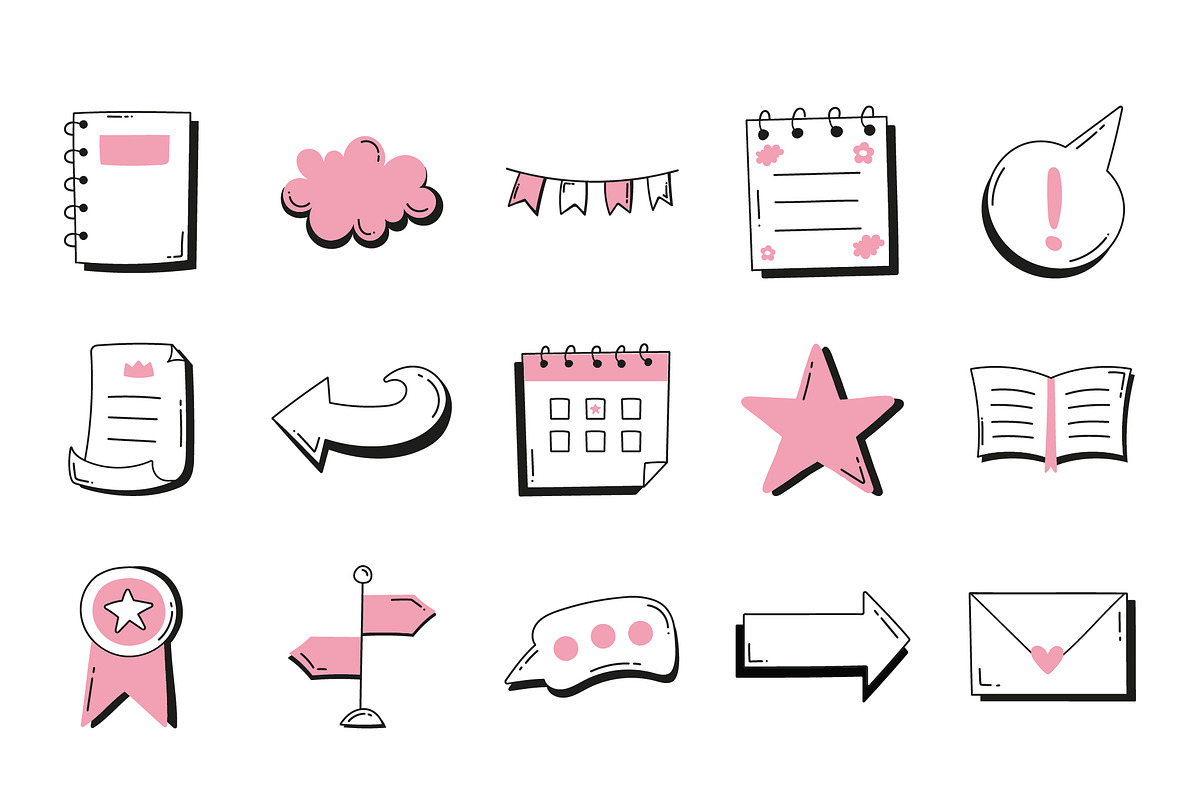 Doodle Planner Icons Set