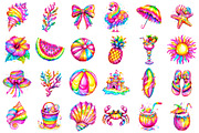 Brushstroke Neon Summer Clipart, an Illustration by designcity5 (Thumbnail 2 of 5)