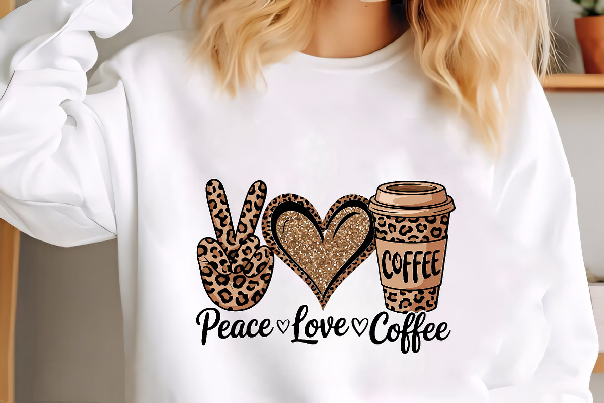 Peace love coffee leopard print glit, an Illustration by CrexoraLab (Photo 4 of 4)