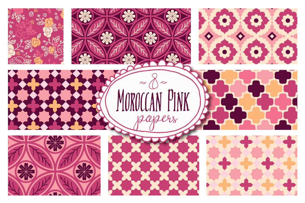 Moroccan Pink Patterns - Vector, a Pattern Graphic by The Pen and Brush (Photo 1 of 5)
