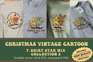Christmas Star Mix Vintage Cartoon, an Illustration by vectstudio