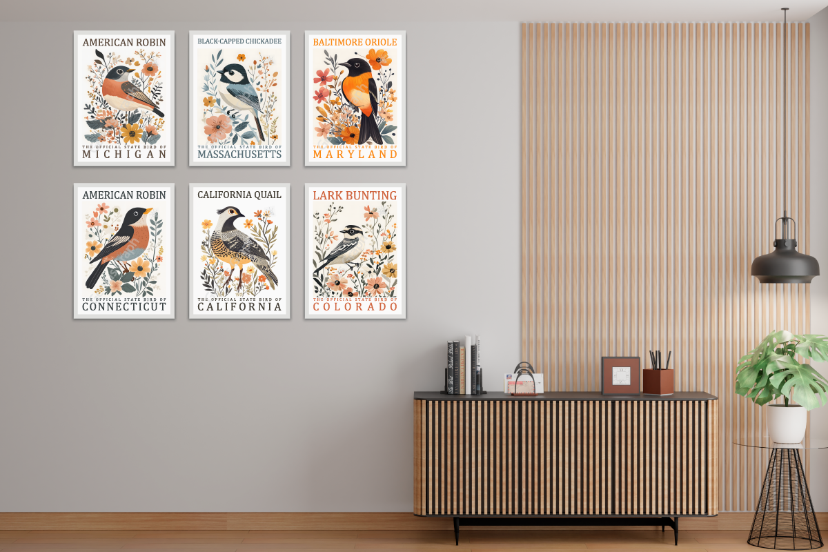 50 US State Birds Poster Bundle, a Decorative Illustration by Genius Graph (Photo 2 of 6)