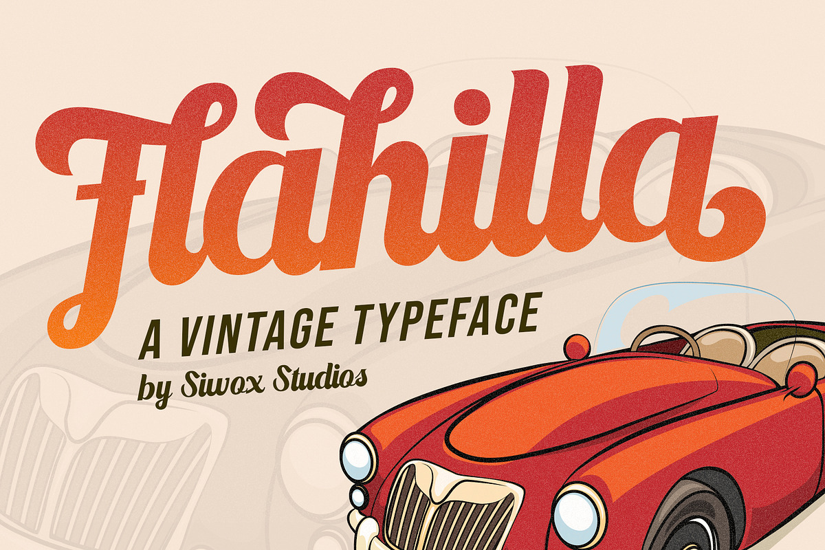 Flahilla - Bold Vintage Script, a Script Font by Siwox Studios (Photo 1 of 8)
