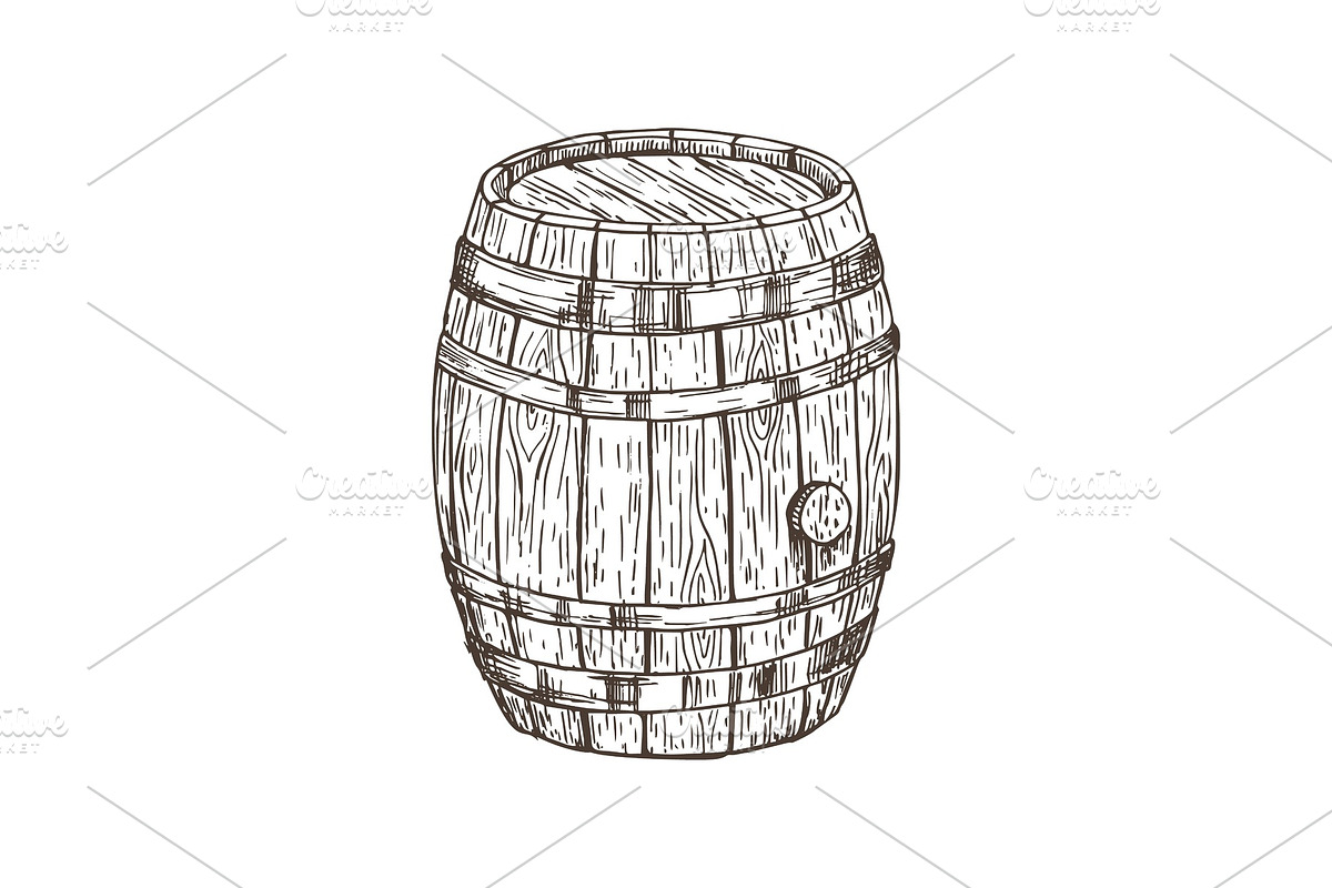 Wooden Keg for Alcohol Drinks, a Food Illustration by robuart