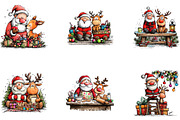 Christmas Santa & Reindeer Clipart, a Seasonal Illustration by CreationArt (Thumbnail 5 of 5)