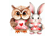 Whimsical Woodland Valentine Clipart, a Seasonal Illustration by Creative design (Thumbnail 4 of 7)