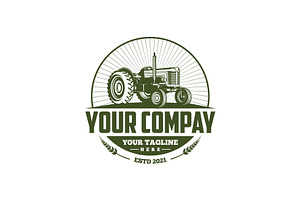 Vintage Tractor Silhouette Logo