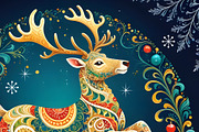 Winter Reindeer Print, an Animal Illustration by Sharon Schwalbe (Thumbnail 2 of 3)