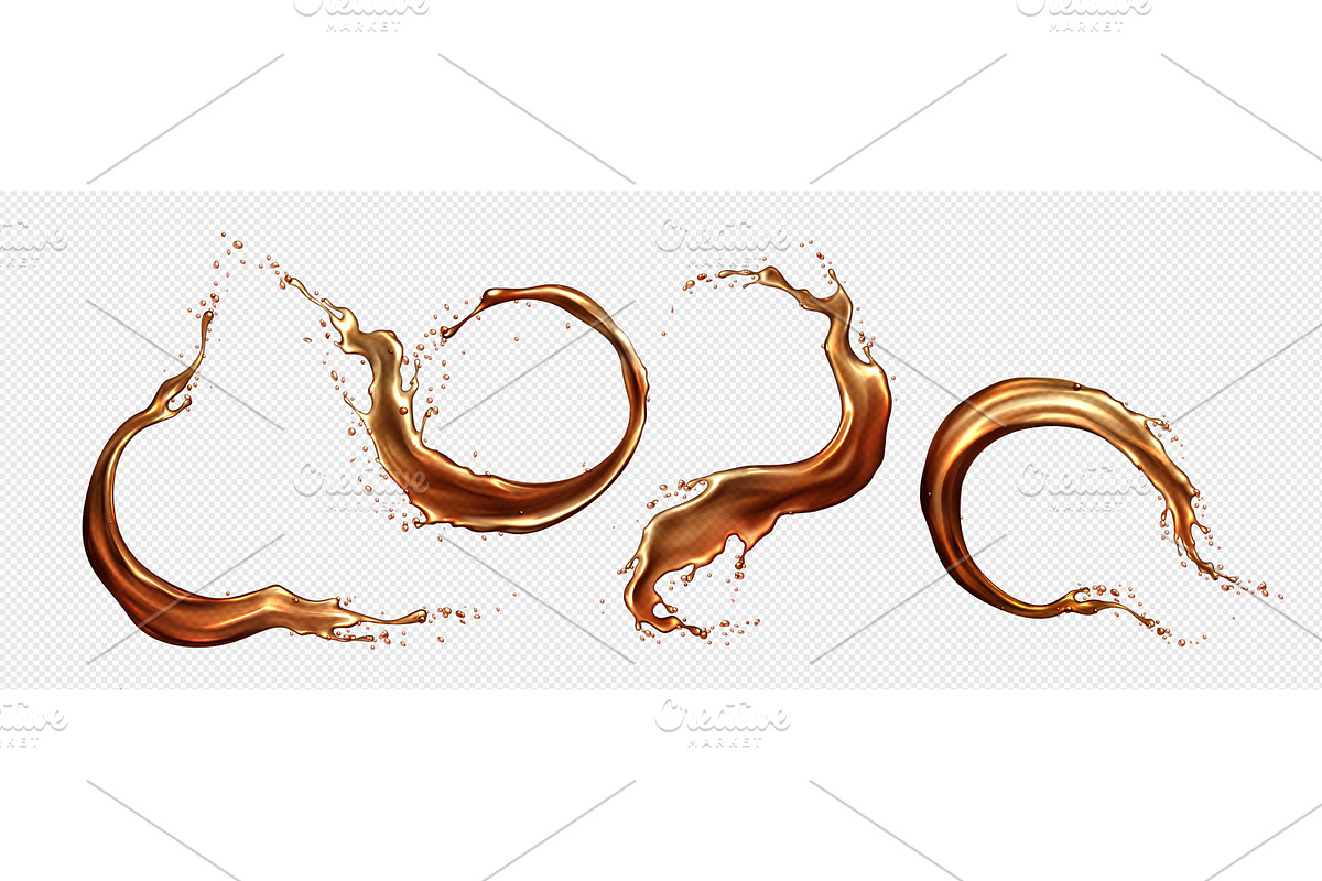 Round coffee splashes on transparent, a Food Illustration by art PVP - market