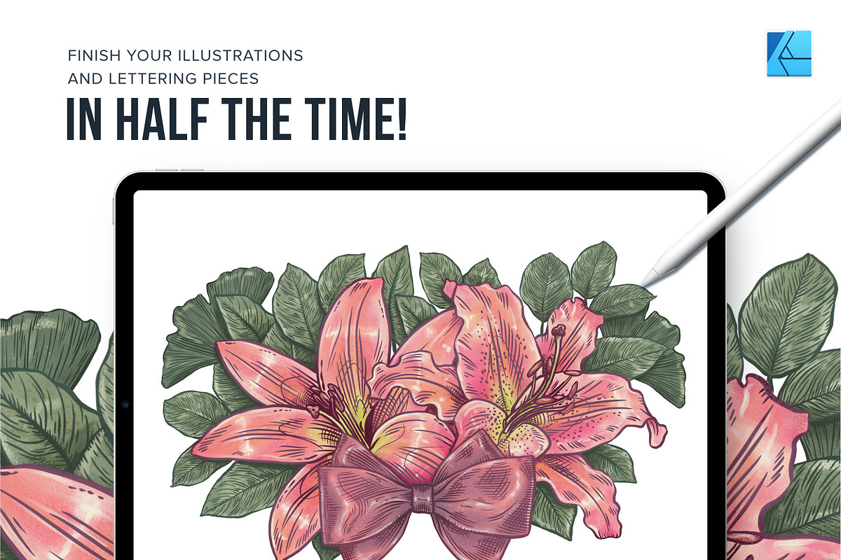 87 Floral Affinity Stamp Brushes, a Brush Add-On by Riveros Illustration (Photo 9 of 11)