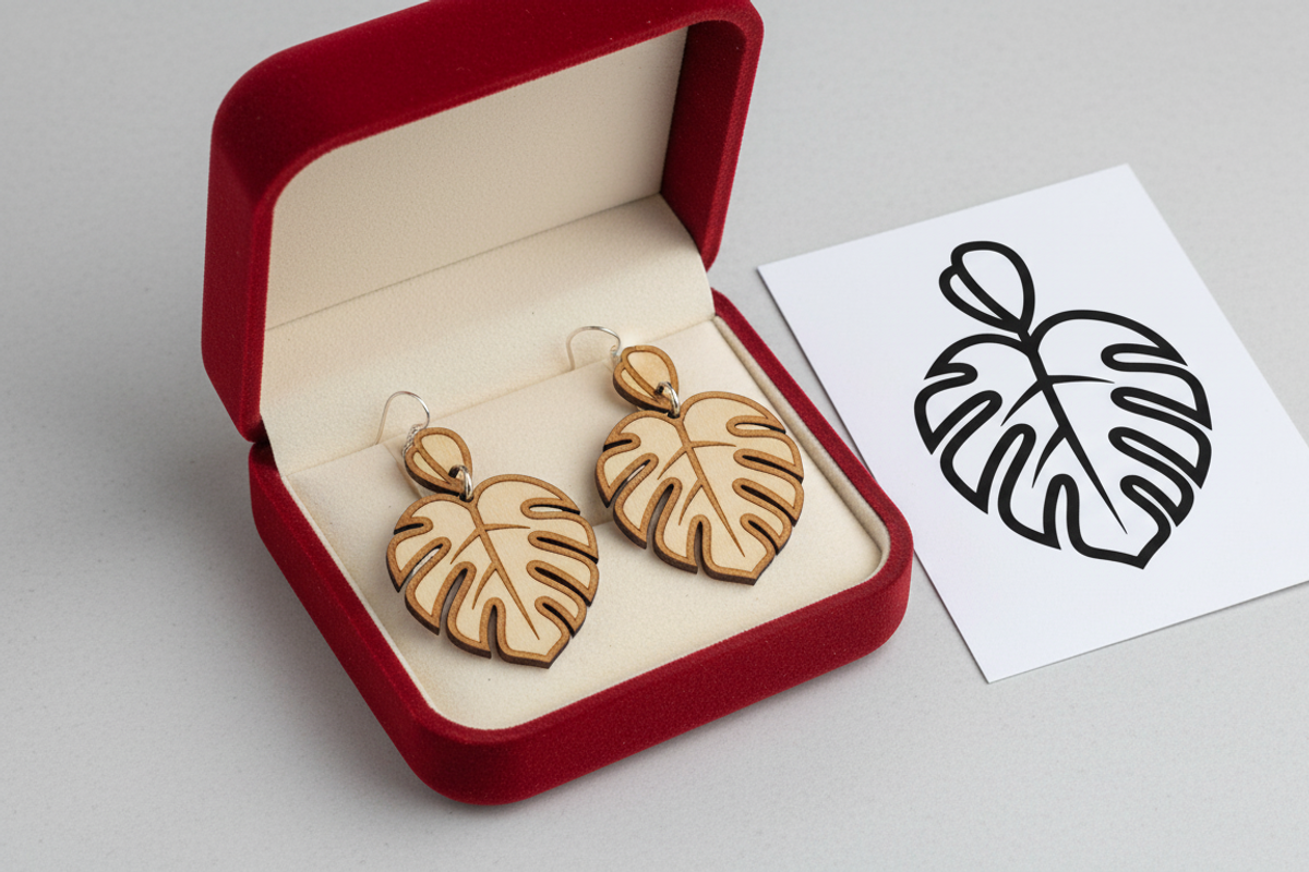 Modern Monstera Leaf Earring, an Illustration by Amazin_art (Photo 3 of 5)