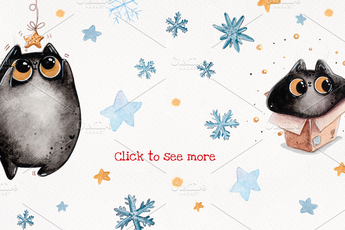 Merry Catsmas set, a Decorative Illustration by Kristina Crocus (Photo 2 of 3)