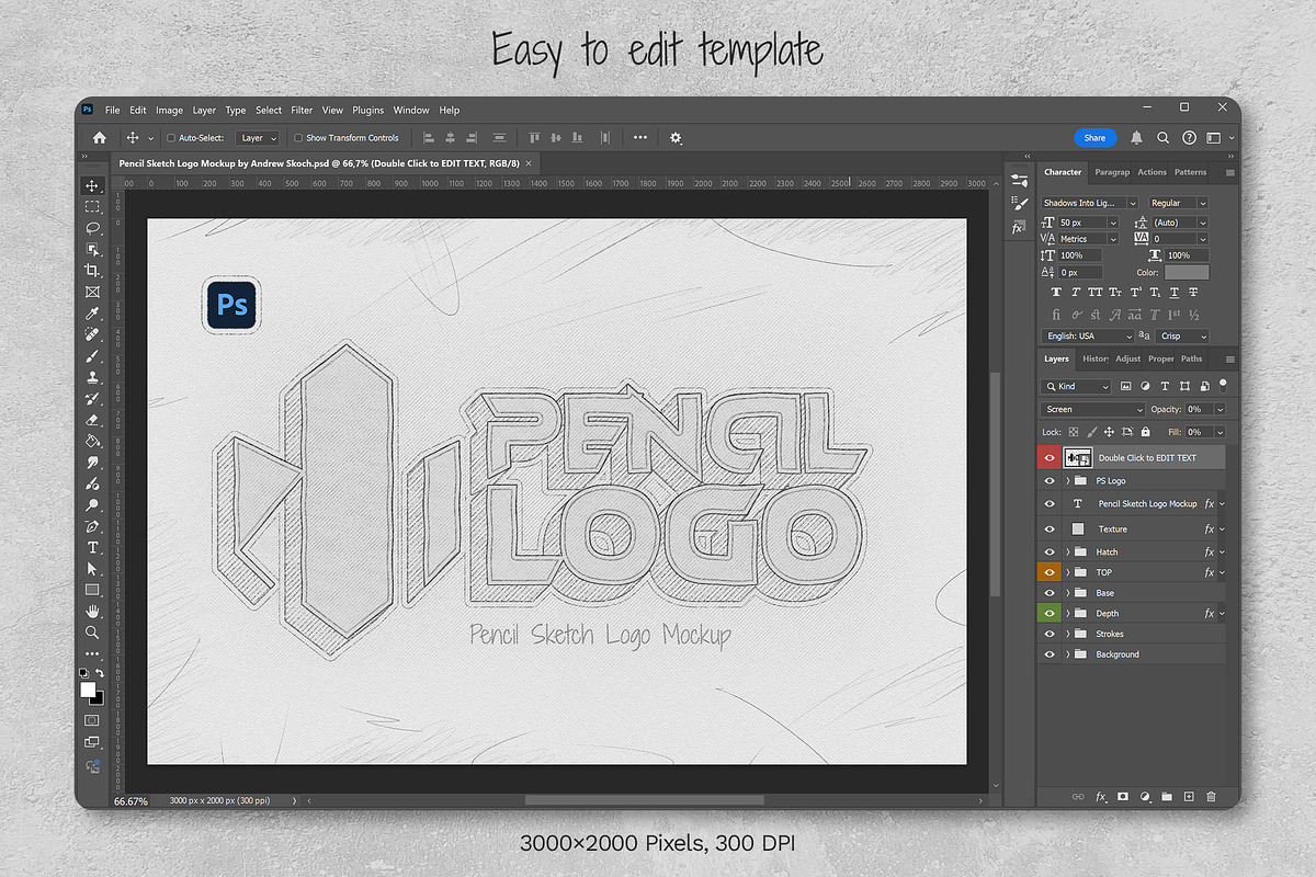 Pencil Sketch Logo Mockup, a Mockup by Andrew Skoch Design (Photo 2 of 4)