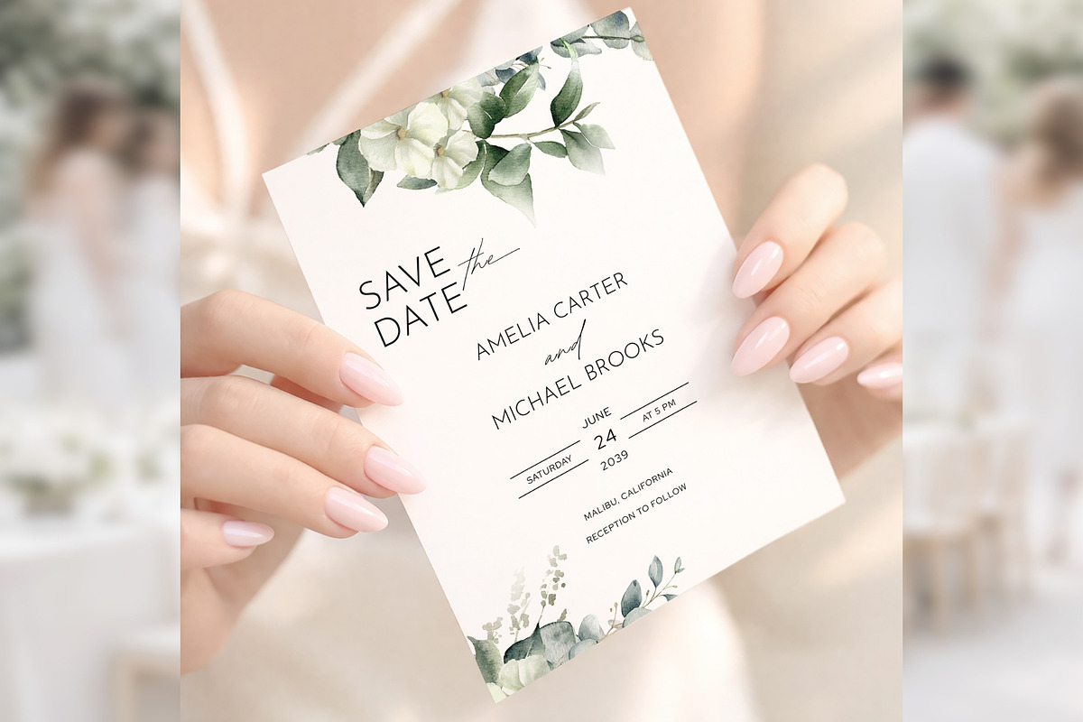 Eucalyptus Save the Date bd014, an Invitation Template by TyphoonStudio (Photo 3 of 9)
