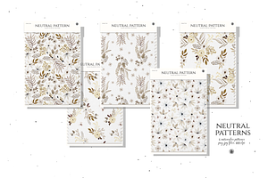 Neutral Watercolor Patterns Set