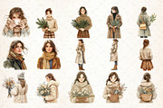 Winter Cottage Girl Watercolor Clipa, an Illustration by Libby Wishes (Thumbnail 2 of 7)