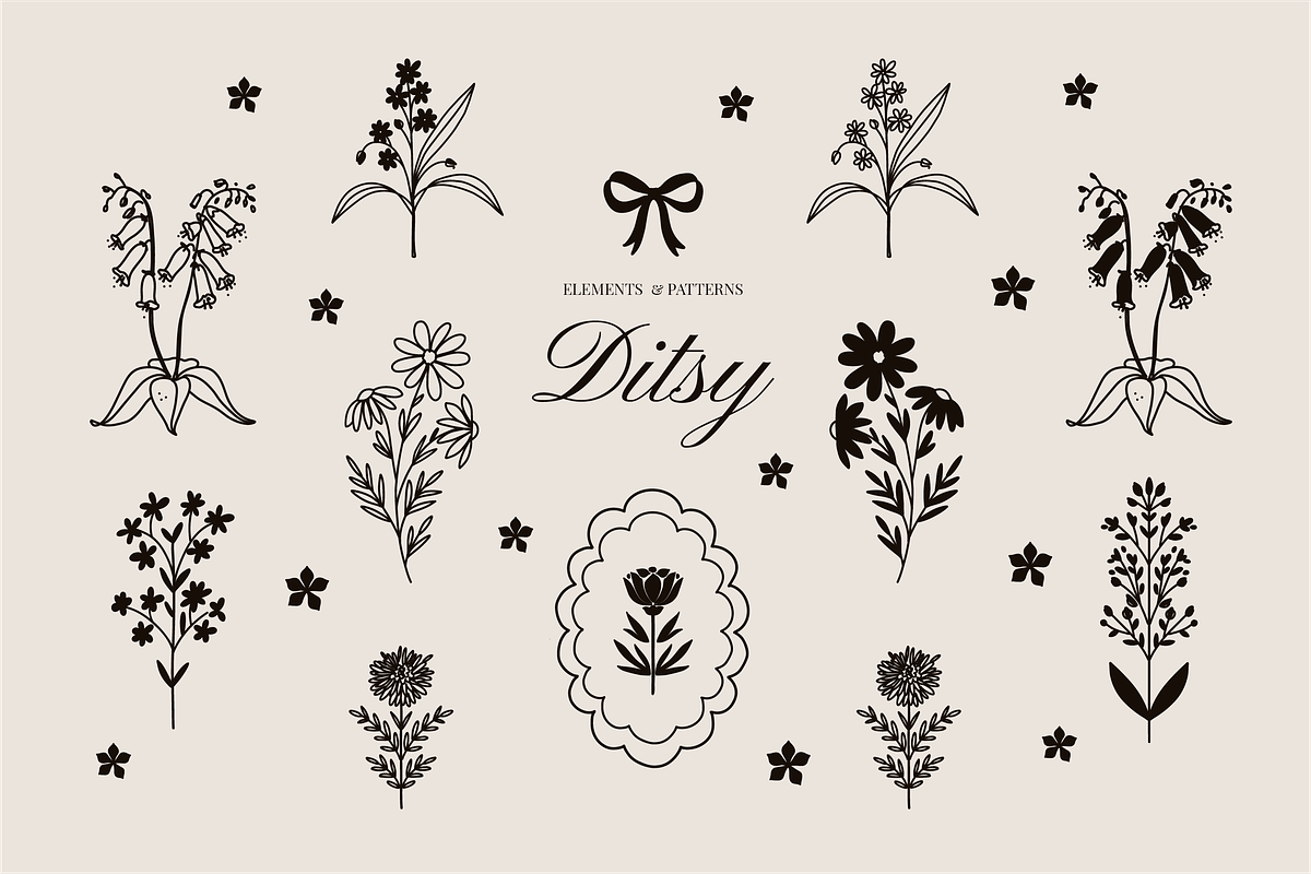 Vintage ditsy art & Floral patterns, a Decorative Illustration by Summer Nightingale Art (Photo 7 of 19)