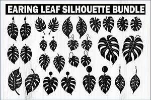 Leaf Earring Silhouette Bundle, an Object Graphic by Creativeshirt