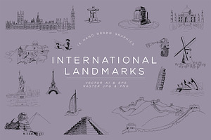 Hand Drawn International Landmarks