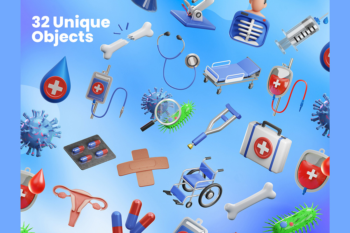 Medical 3D Icons, an Object 3D Model by Rakata Studio (Photo 5 of 7)