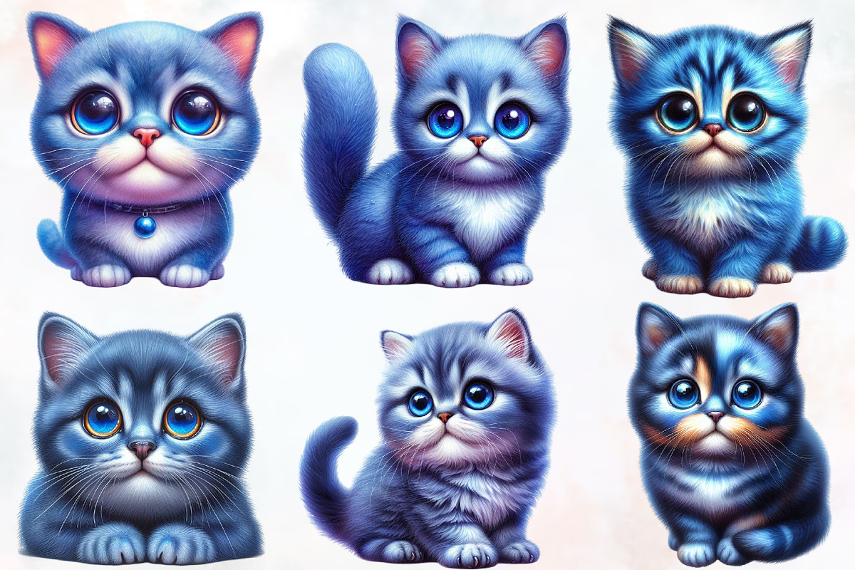 Funny blue cat clipart, an Illustration by Designworld (Photo 2 of 5)
