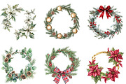 Watercolor Christmas Garland Clipart, an Illustration by CraftArtStudio (Thumbnail 2 of 6)