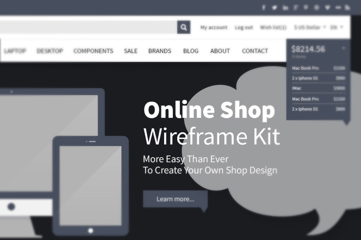 Online Shop Webdesign Wireframe Kit, a Wireframe Template by DesignSomething (Photo 1 of 5)