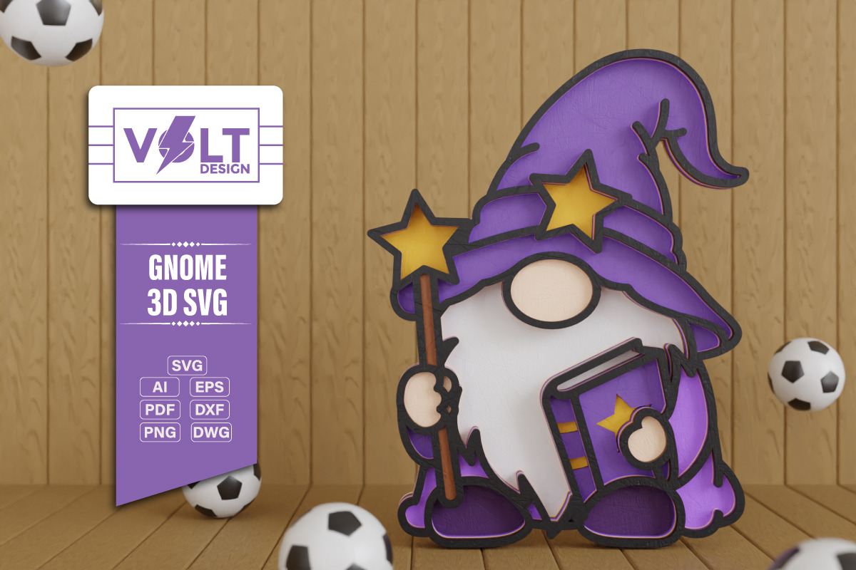 Magician Gnome 3D SVG Multilayered, a Decorative Illustration by Volt_Design (Photo 2 of 2)