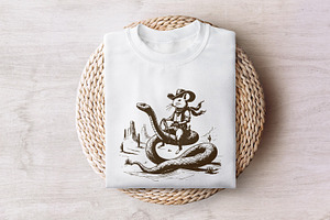 Mouse Cowboy Riding Snake PNG