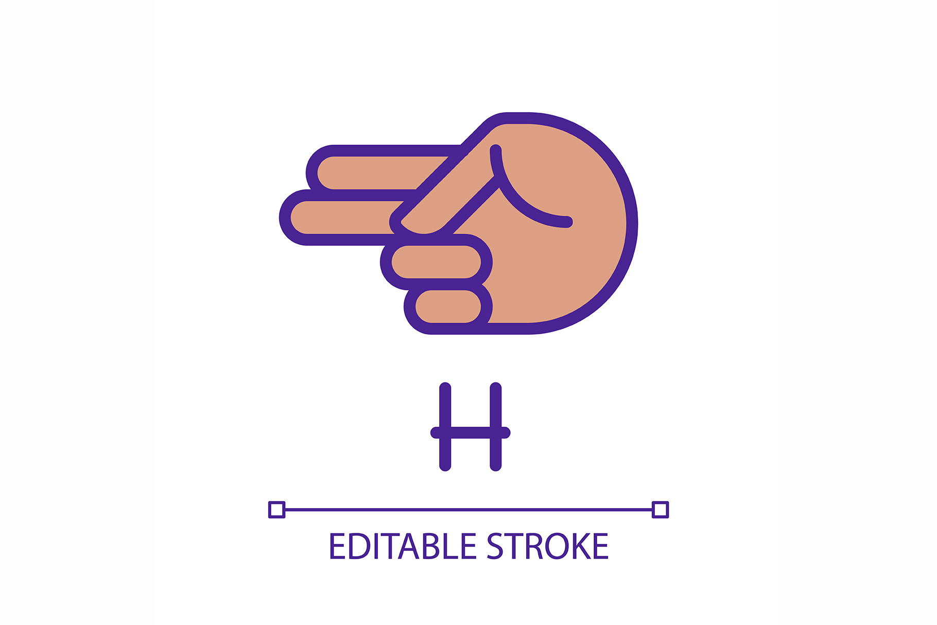 Signing letter H in ASL pixel perfec, an Outline Icon by IMG Visuals