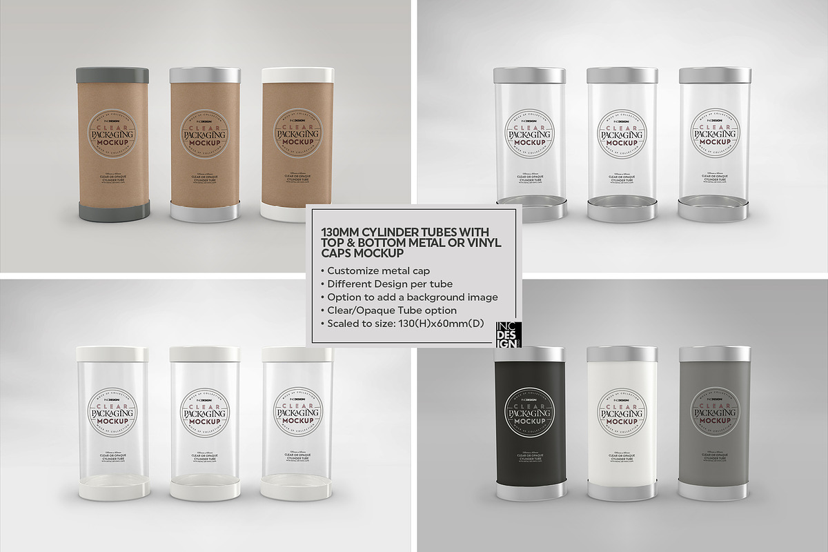 130mm Cylinder Tube Packaging Mockup, a Cups & Container Mockup by INCDesign (Photo 3 of 15)