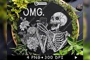 Skeleton Looking on Cellphone Flower, a Background Graphic by LaseredNinja (Thumbnail 4 of 7)